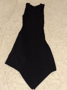 Pink Tartan Black Asymmetrical Ribbed Tank Dress